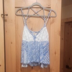 Babydoll Hollister Blue White Camisole Lace y2k 'Preppy Coastal Granddaughter